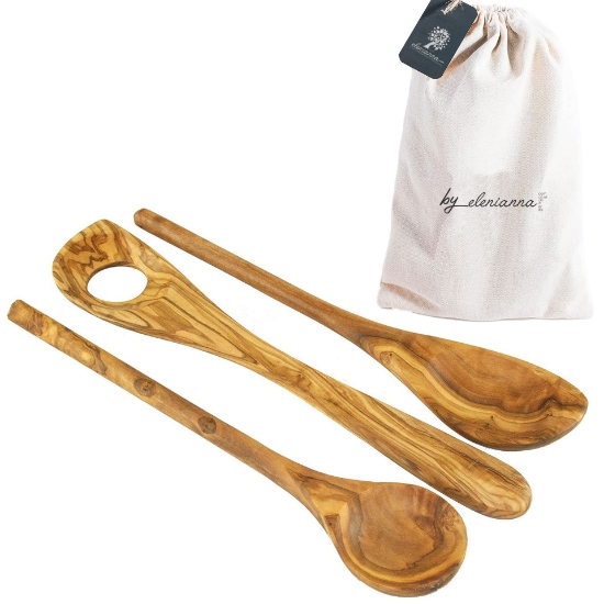 Handcrafted Olive Wood 3 Spoon Sets