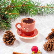 Image de Coffret cadeau de Noël grec de luxe avec service à café en céramique