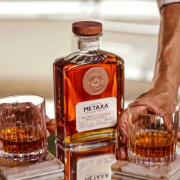 Metaxa Private Reserve Orama Brandy Poured into a Glass