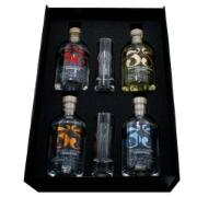 Image de Coffret cadeau premium Tsikoudia crétois - 4x200ml, 35N, verres gravés